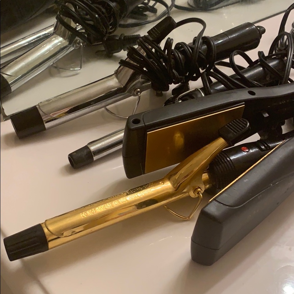 Bundle of solid gold and chrome sets hair tools